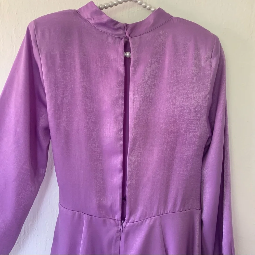 Zara Light Lilac Draped Satin Effect Dress - Picture 12 of 16